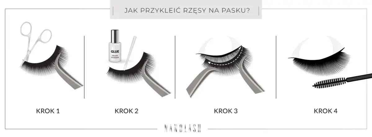 Instrukcja aplikacji sztucznych rzęs na pasku krok po kroku